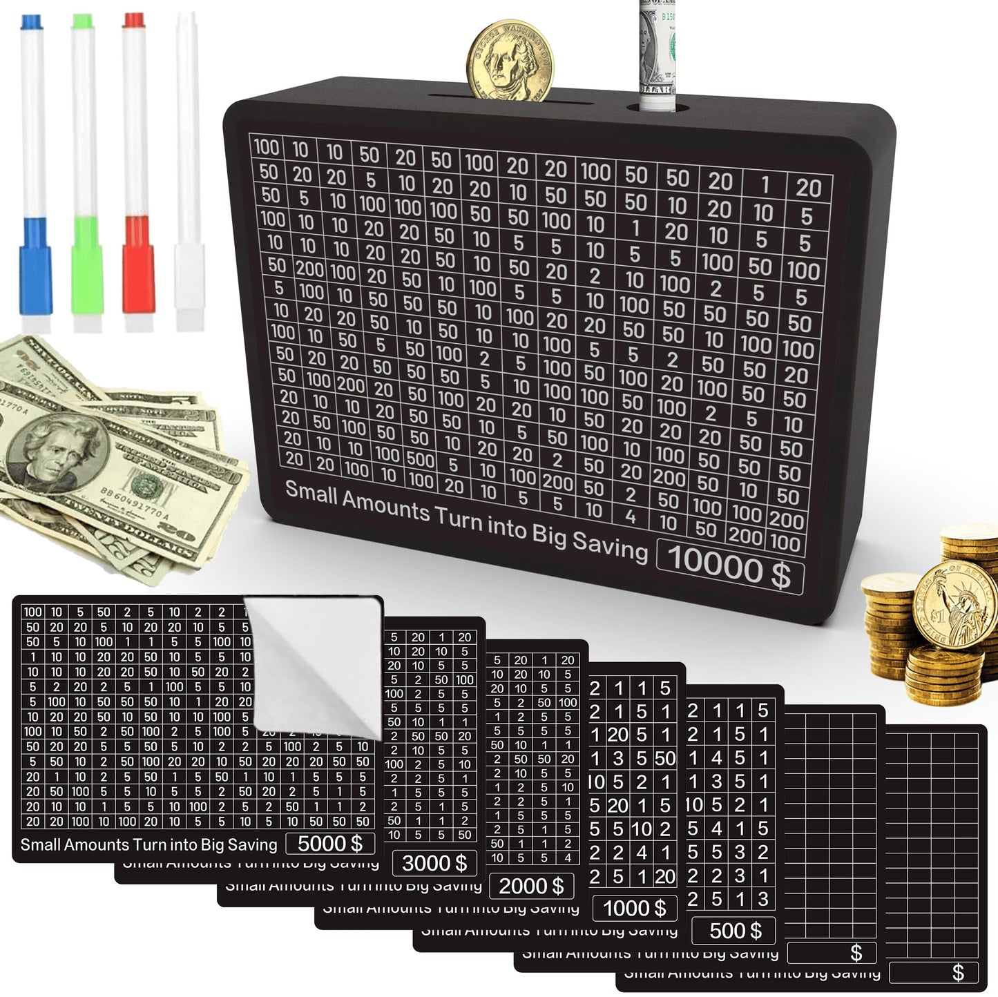 Piggy Bank For Adults Kids, Wooden Coin Bank For Boys And Girls, Adults Money Box With Counter For Savings Goal $2000 3000 5000
