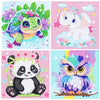 4 Pack Cartoon Diamond Art Kits for Kids, Crafts for Girls 8-12 Arts and Crafts for Kids Ages 4-8, 5D Cute Animals Diamond Art P