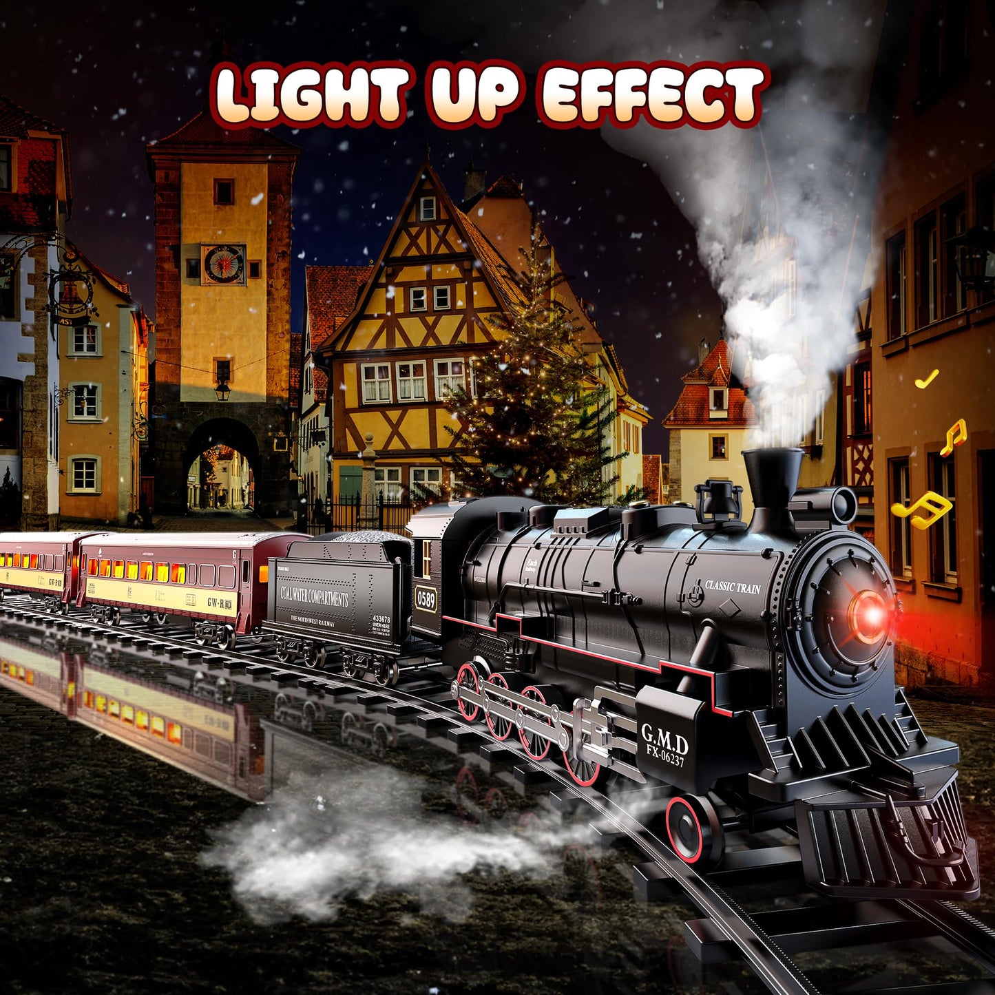 Hot Bee Train Set For Boys, Alloy Remote Control Train Sets With Steam Locomotive, Light Up Cars And Tracks, Electric Trains Set