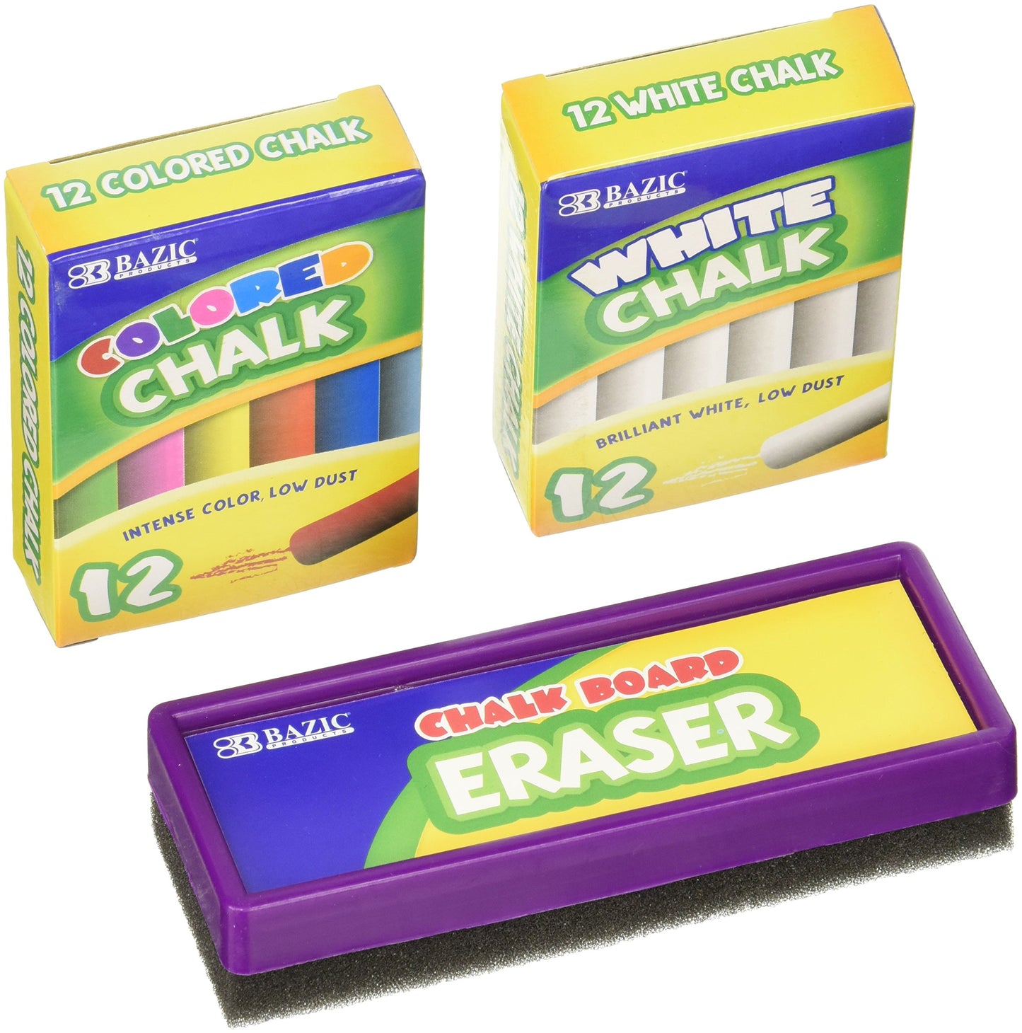 Chalk and Eraser Set - Comes with Colored and White Chalk. by Basic