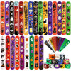 MGparty 72PCS Halloween Slap Bracelets 24 Halloween Theme Designs Spider Pumpkin Ghost Zombie Bat Witches Snap Bracelet for Kids
