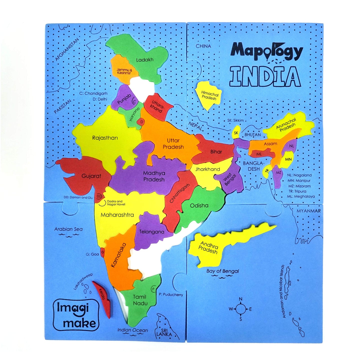 Imagimake Mapology India Map Puzzles - Geography For Kids - Learning & Educational Toys - Puzzles For Kids Ages 4-8 - Gift For 4, 5, 6, 7, 8 Year Old Boys & Girls