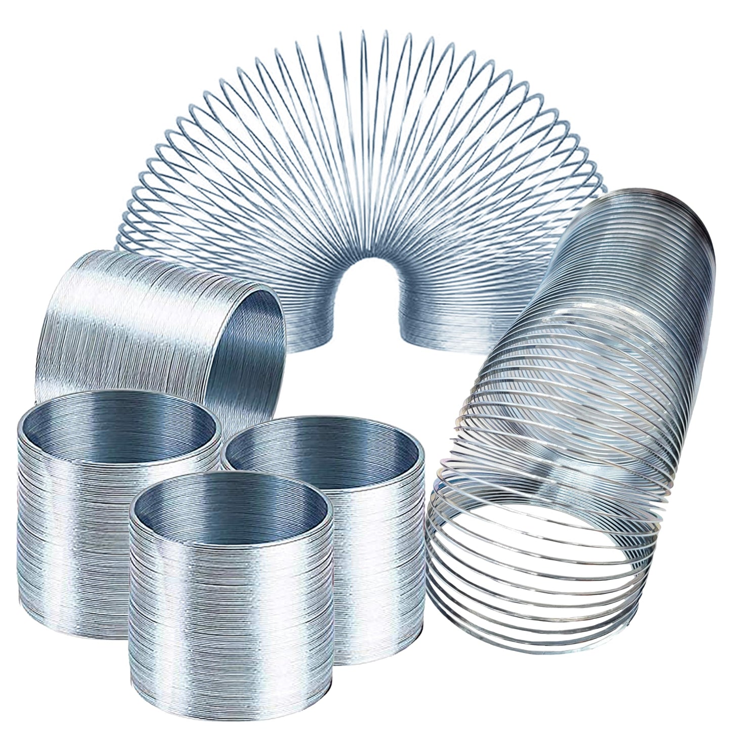 Silver Metal Coil Spring, Goody Bag Fillers, Party Favor For Kids, Variety Of 2.4'' (60Mm) Individually Boxed (50-Pack)