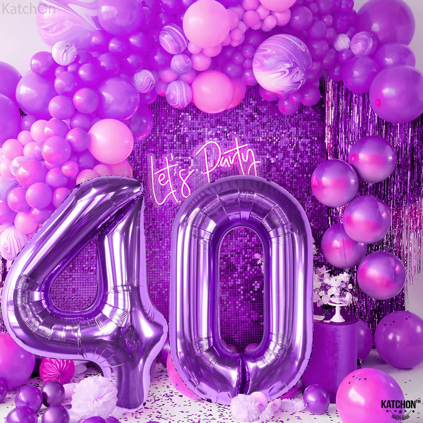 Katchon, Giant 40Th Birthday Balloons Purple - 40 Inch | Purple 40 Balloon, Purple 40Th Birthday Decorations | 40Th Birthday Purple Balloon, 40 Balloon Numbers For 40 Years Old Birthday Decorations