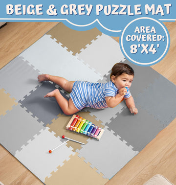 Toyvelt Foam Puzzle Floor Mat For Kids - 12X12 32 Tiles Interlocking Play Mat With Colors - Educational Large Puzzle Foam Floor