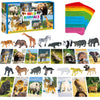 15 Pcs Safari Animal Figurines With 15 Introducing Flashcards, Realistic Zoo Animal Figures Montessori Toys Science Educational Matching Game For Homeschool Preschool Toddler Kids