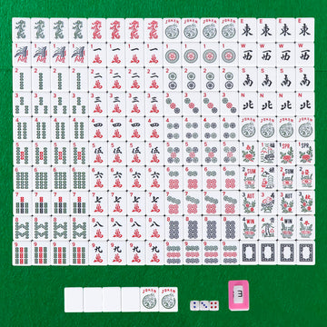 F2C Mahjong Set - Classic 166 Tiles, Melamine, All-in-One Rack, Medium Size, Red Soft Bag, Accessories Included