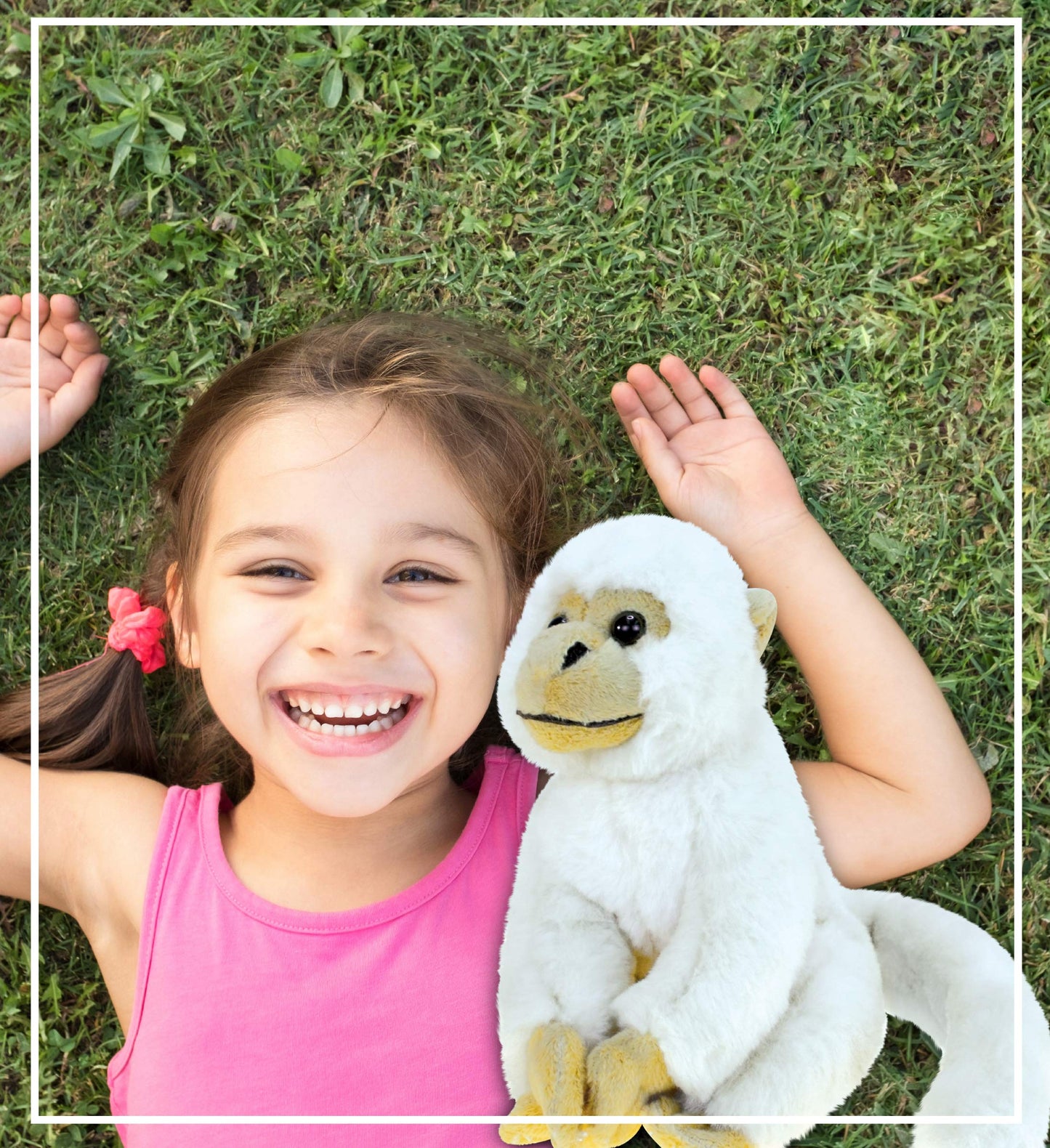 Puzzled Squirrel Monkey Plush - Super Soft 12" Stuffed Animal, White Polyester, Model 5353, Ideal for Kids and Adults