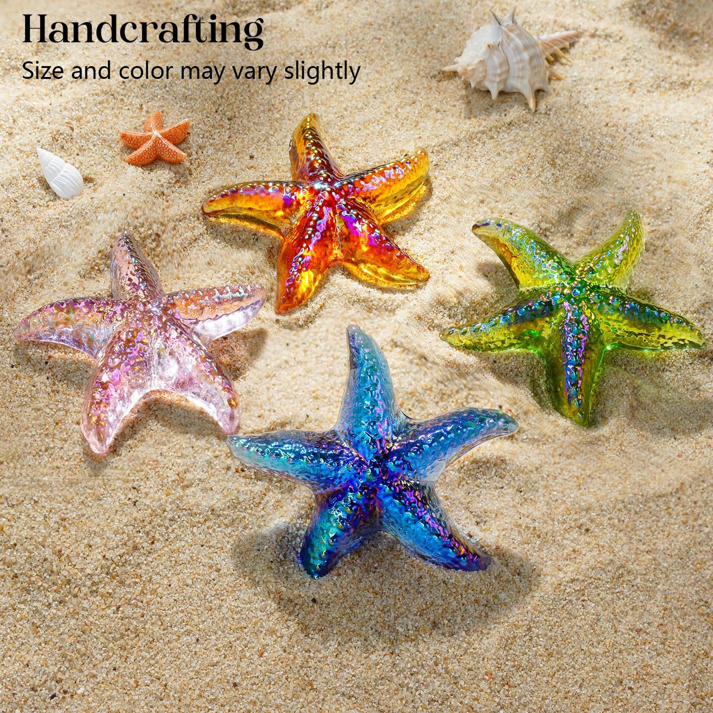 H&D HYALINE & DORA 2.8 Glass Starfish Figurine Handmade Blown Glass Starfish Figurine Tiny Glass Sea Animals Ornament for Aquarium Decor(Pink)