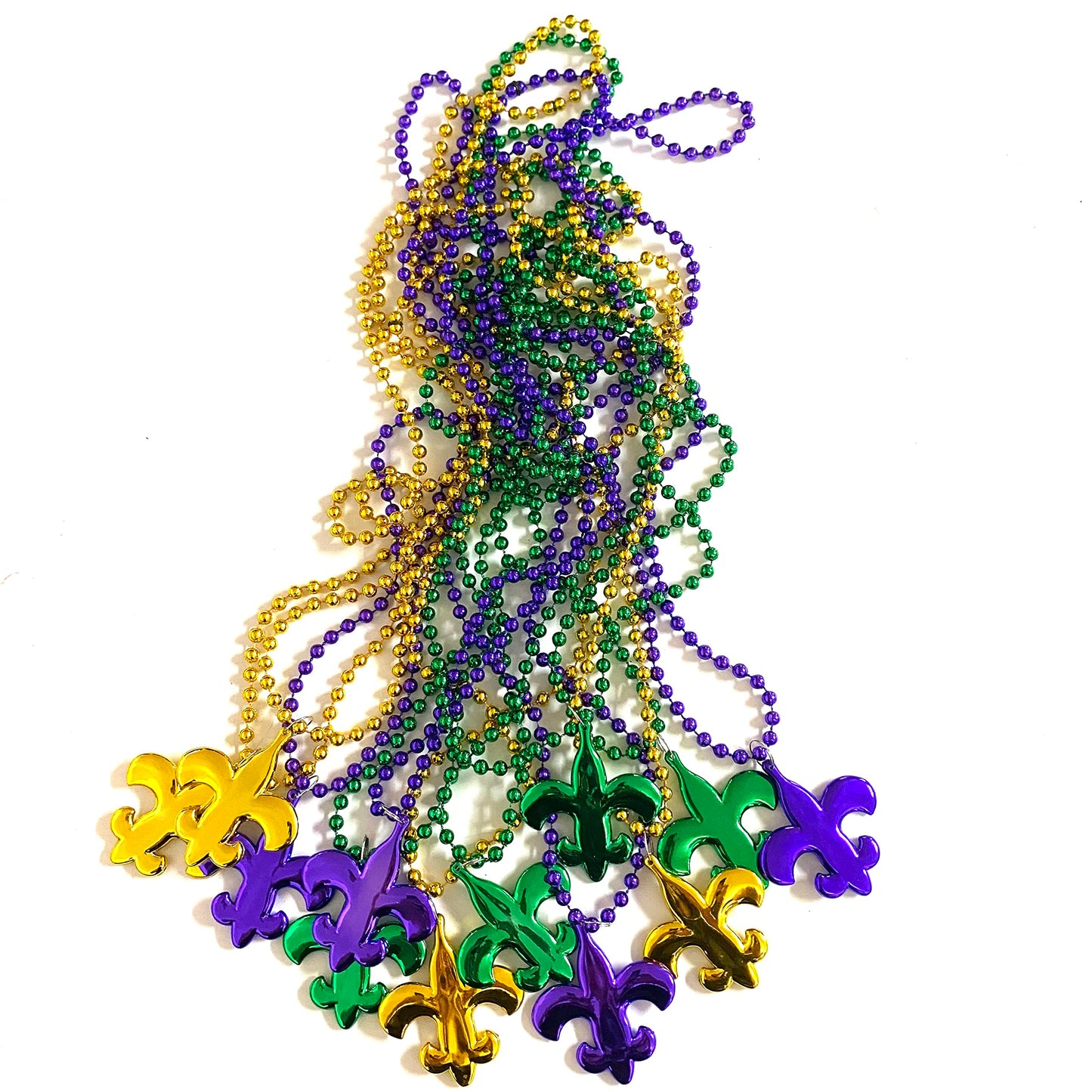Ysppf Mardi Gras Party Beads Necklace Gold Purple Green Parade Party Favor(12 Pcs)