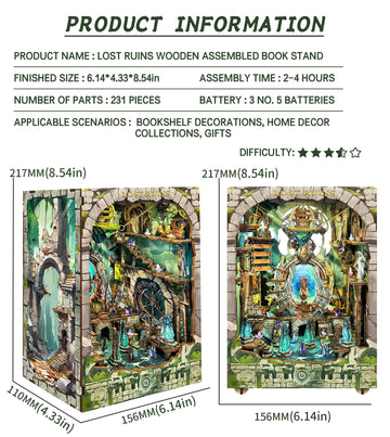 Spilay DIY Book Nook Kit,DIY Dollhouse Booknook Bookshelf Insert Decor Alley,Bookends Model Build kit ,Handmade Crafts Gifts for