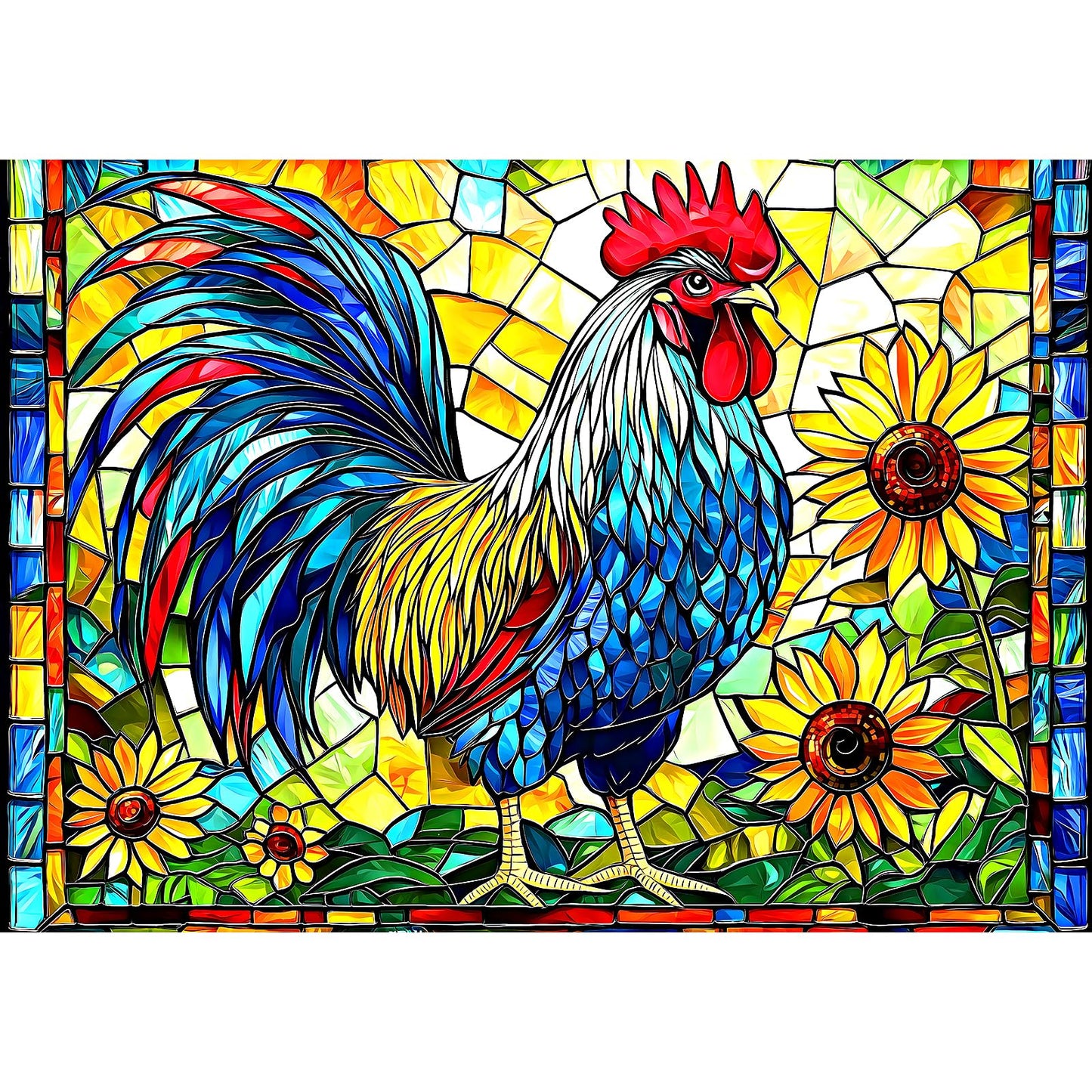 Stained Glass Rooster Puzzles For Adults 1000 Pieces Colorful Rooster Puzzle For Adults Mosaic Jigsaw Puzzles1000 Pieces With Le