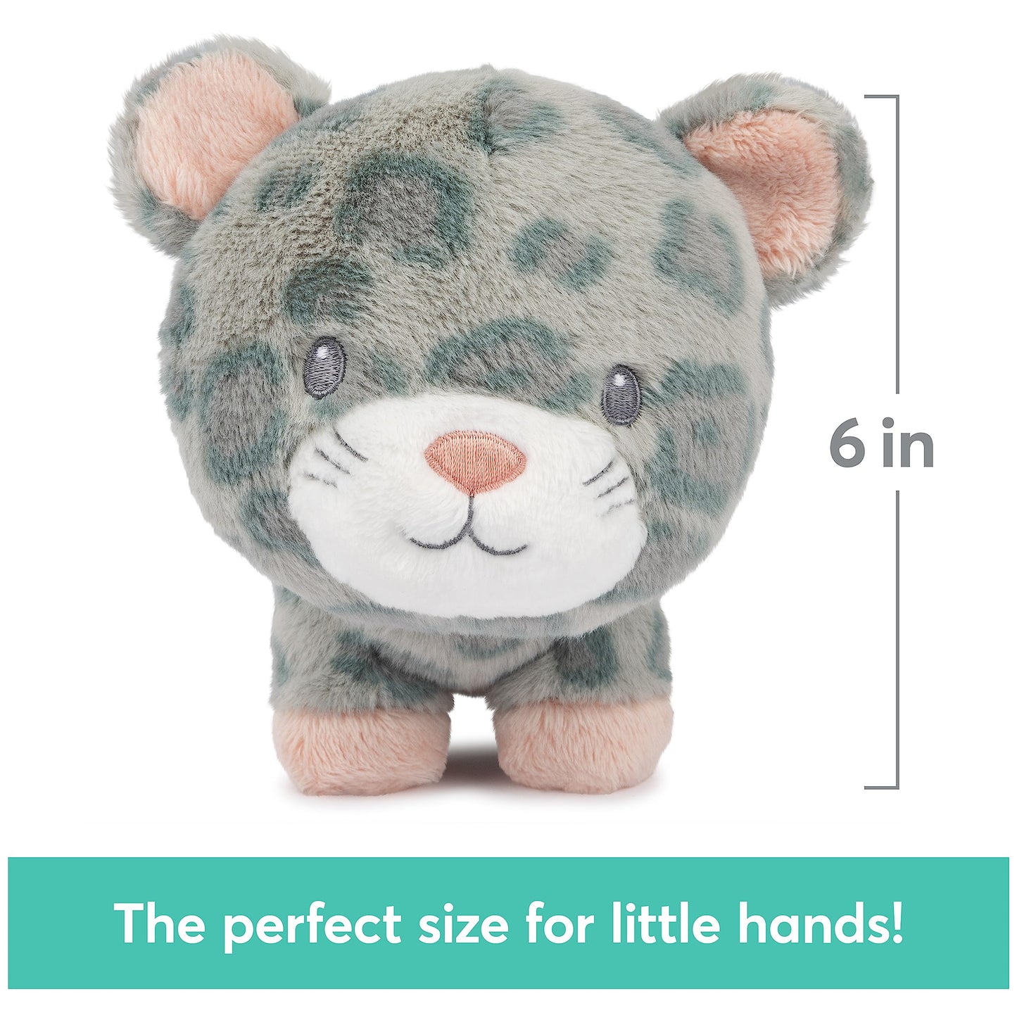 Gund Baby Safari Friends Collection Plush Leopard With Chime, Sensory Toy Stuffed Animal For Babies And Newborns, Gray/Pink, 7''