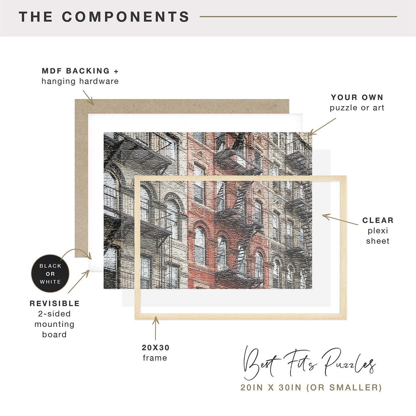 MCS Frame for Puzzles, Natural, 20 x 30 in or smaller