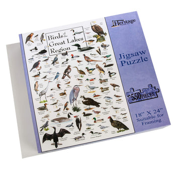 Heritage Puzzle 550-Piece Jigsaw - Birds of The Great Lakes - Educational Nature Puzzle - 18" x 24" - Made in U.S.A.