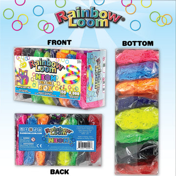Rainbow Loom® Treasure Box Neon Edition, 8,000 Rubber Bands In 8 Different Neon Colors, And A Bonus Of 2 Happy Looms, Great Activities For Boys And Girls 7+