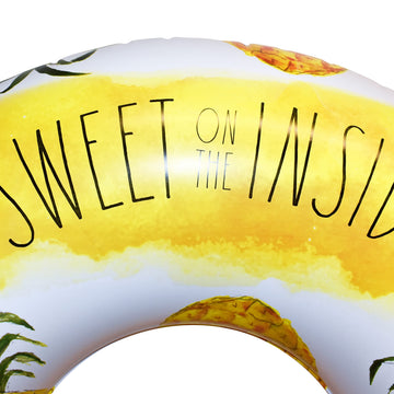 Coconut Float Rae Dunn x Pineapple Pattern Ring Float - mature-themed Size Large 48 Inch Inflatable Raft & Durable Water Inner Tube - Stable Ride-On for Summer Parties & Swim Events