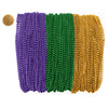 Mardi Gras Beads 33 inch 7mm, 12 Dozen, 144 Pieces, Purple Green and Gold Necklaces with Doubloon