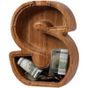 ladenk Large Wooden Kids Letter Piggy Bank - Piggy Bank for Boys Girls - Alphabet Money Bank with Initial S - Coin Bank for Birt