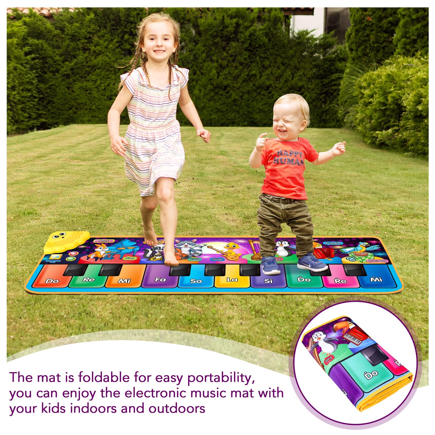 Kids Musical Piano Mats With 25 Music Sounds,Musical Toys Baby Floor Piano Keyboard Mat Carpet Animal Blanket Touch Playmat Early Education Toys For 1 2 3 4 5 6+ Year Girls Boys Toddlers
