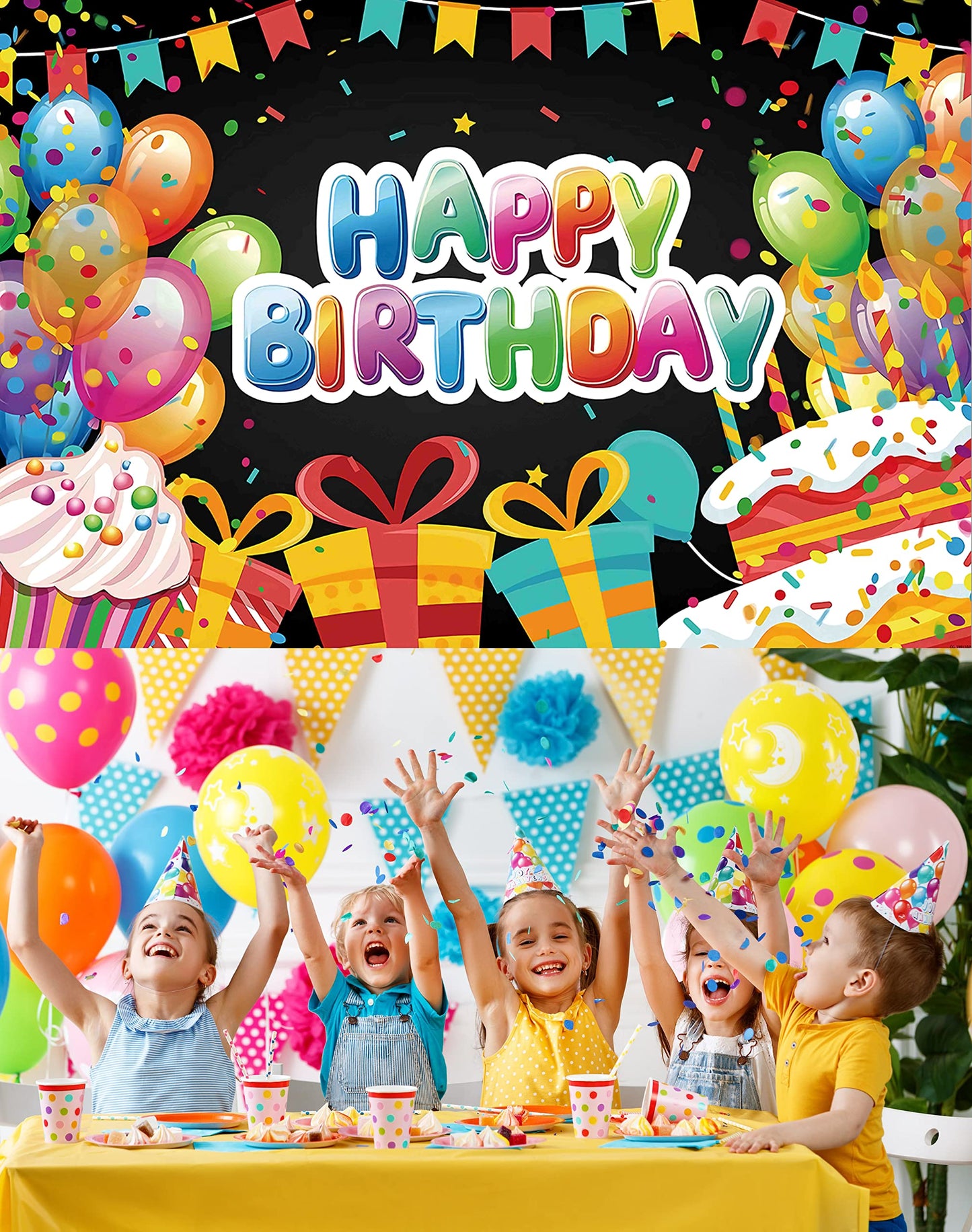 Balloon Cake Birthday Paty Backdrop Balloon Cake Happy Birthday Banner Balloon Cake Photography Background For Home Decorations