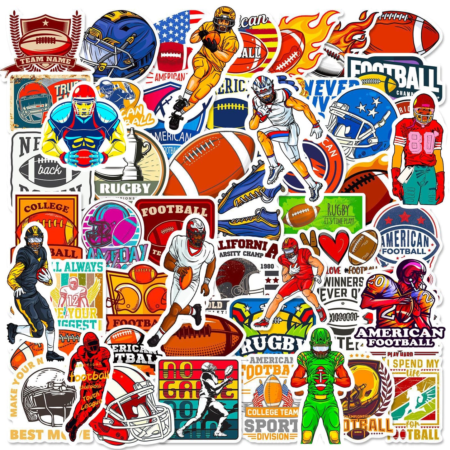 Football Stickers 100 Pcs Vinyl Waterproof Football Sports Stickers For Water Bottle Laptop Skateboard, Football Gifts For Kids
