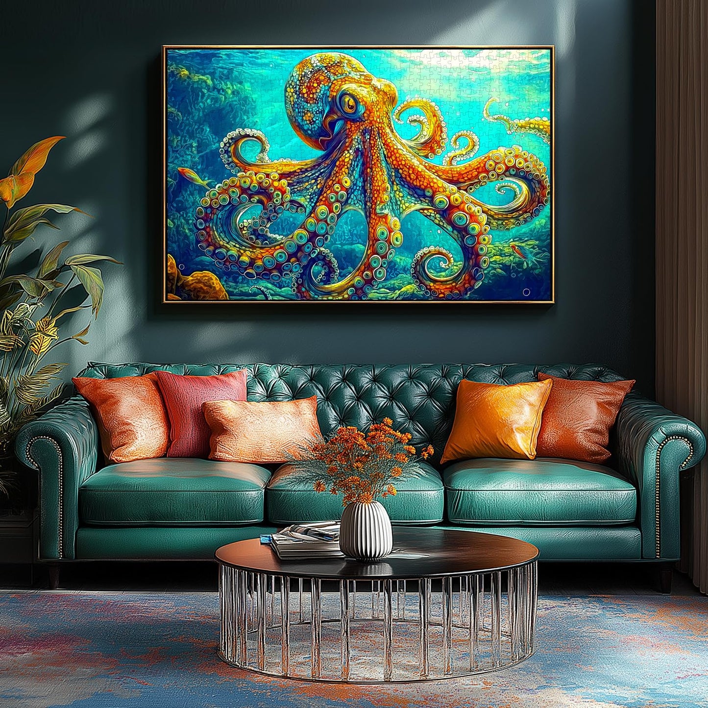 Miniwan Deep Blue Octopus 1000 Piece Jigsaw Puzzle For Adults Best New Marine Artwork Puzzle Impossible Hard Difficult Challengi
