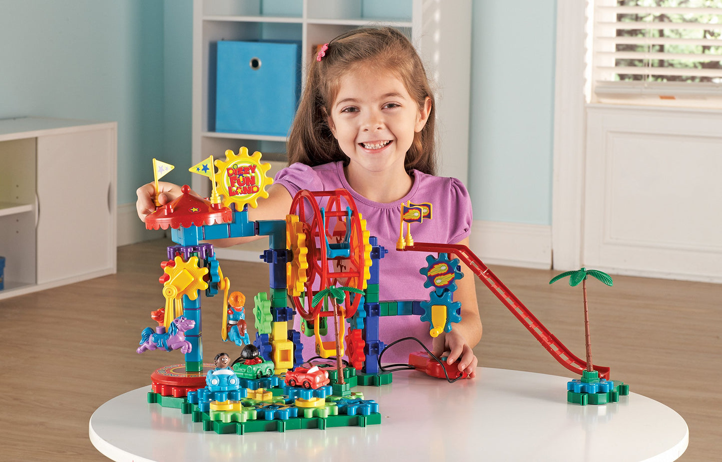 Learning Resources Gears! Gears! Gears! Dizzy Fun Land, Motorized Gears Toy Set, Gears For Kids, Engineering For Kids, Puzzle, 1