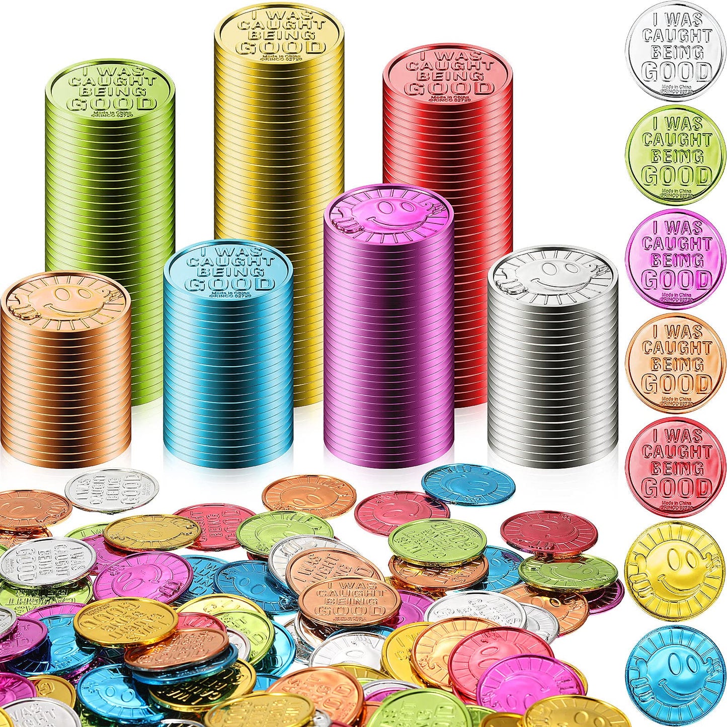 Zubebe 800 Pcs Behavior Tokens Bulk Caught being Good Incentive Coins Reward Behavior Tokens for Kids Colorful Plastic Coins Sch