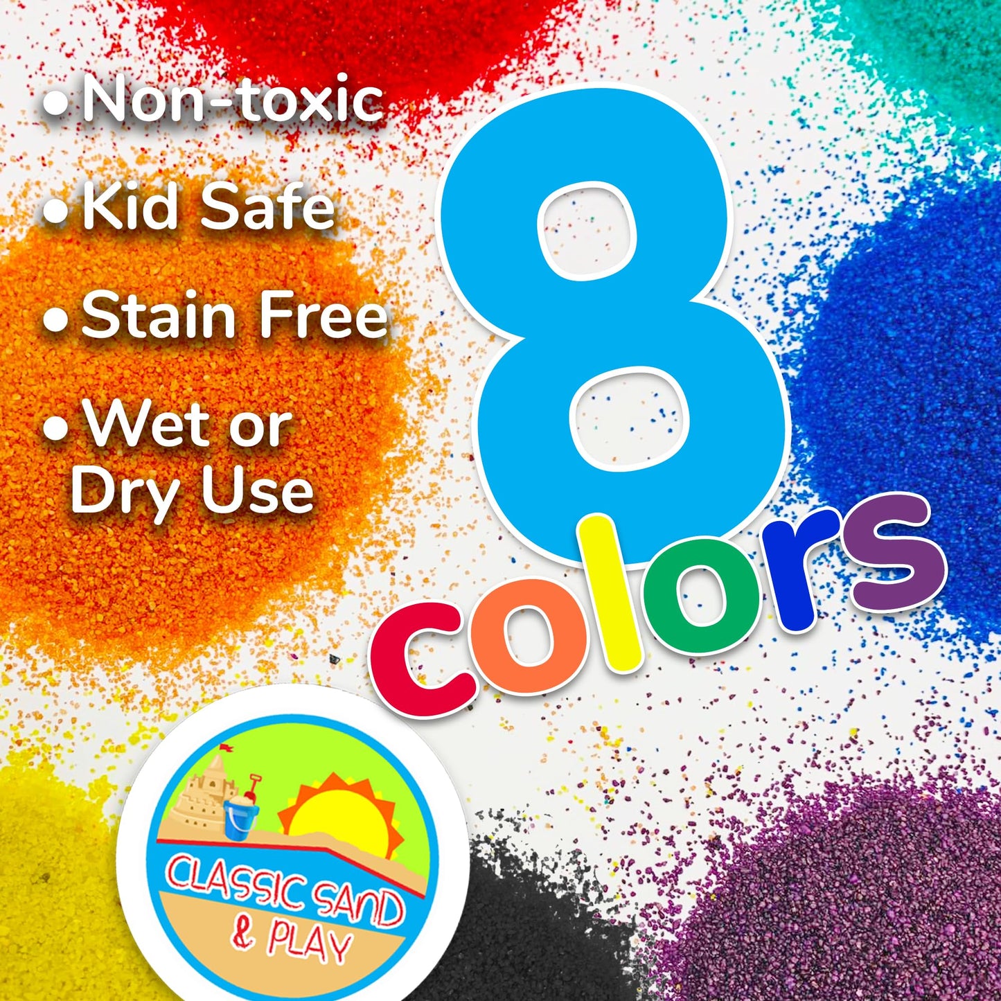 Classic Sand And Play Rainbow Colored Play Sand, 20 Lb. Bag, Natural And Non-Toxic, Fun Wet And Dry Indoor And Outdoor, Sandbox,