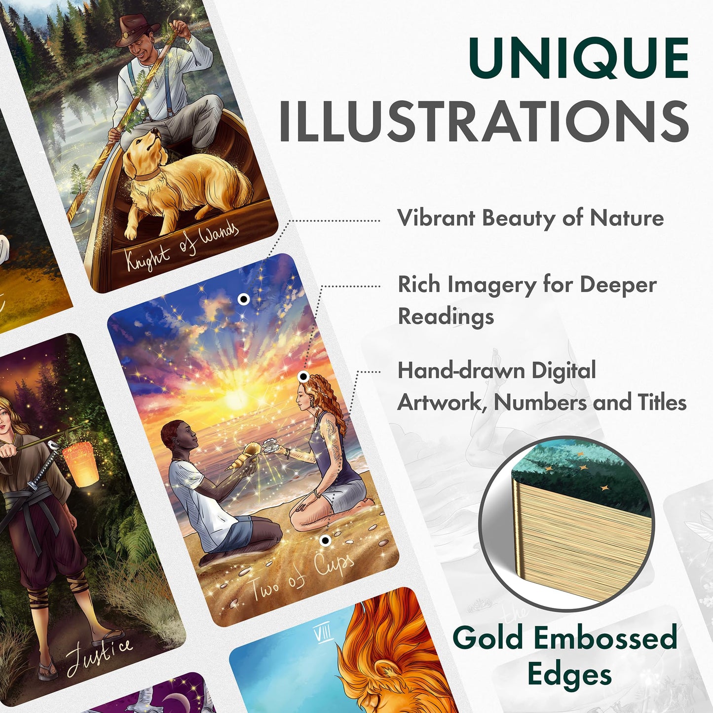 Wyspell Wild Reflections Tarot Cards Set with Guide Book - Nature-Inspired, Perfect for Beginners, Beautiful Illustrations