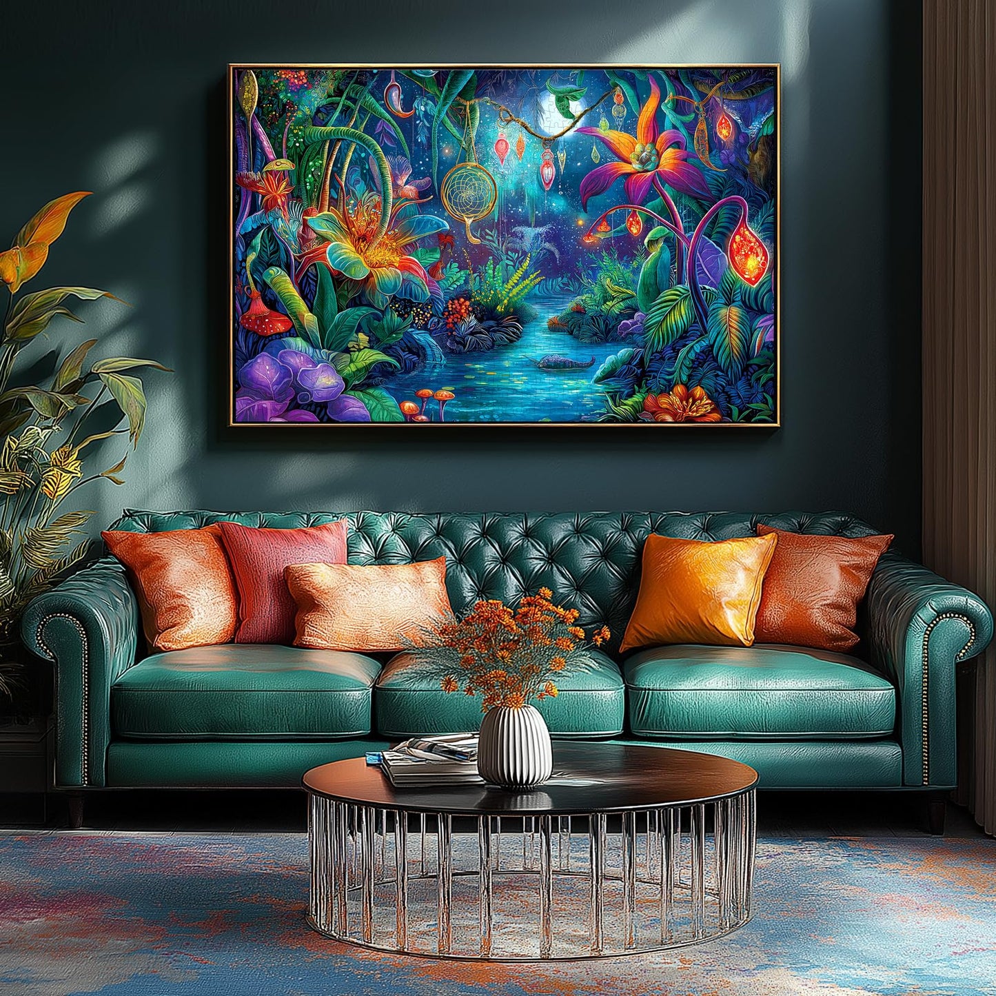 Fantasy Garden 1000 Piece Puzzle for mature-themeds Beautiful Enchanted Forest Night Scene Colorful Jigsaw Puzzles with Letters on Back Hard Impossible Difficult Challenging Family Puzzle(27.5 X19.6 )