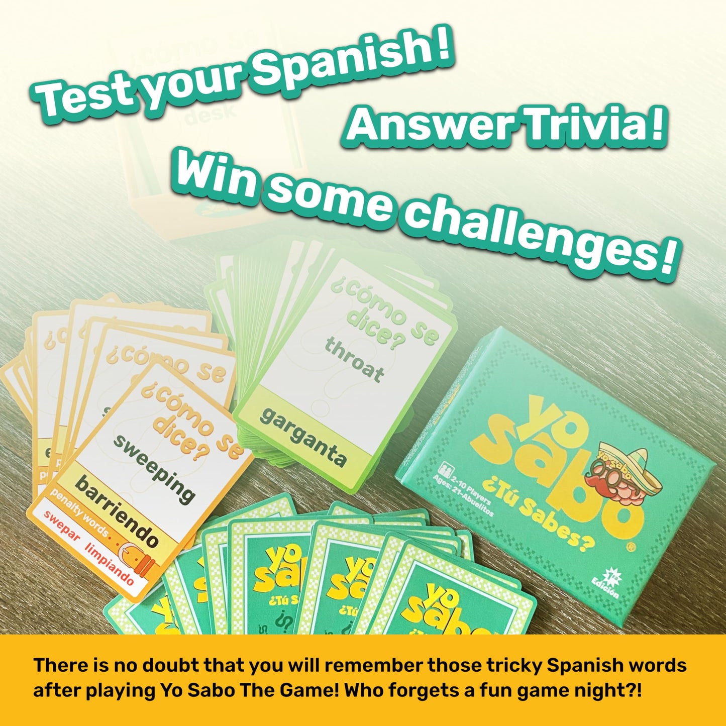 Yo Sabo Family Friendly Bilingual Card Game - Fun Challenges & Trivia for All Ages - Perfect for Game Nights & Spanish Learning