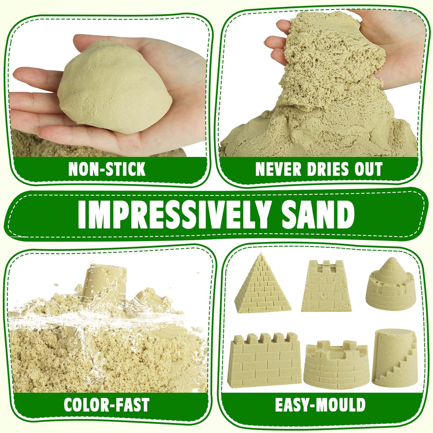 Billeeit Sand Construction Kit with A Big Foldable Sandbox and 2.2lbs Magic Sand, Truck Sand Construction Toys Including Castle