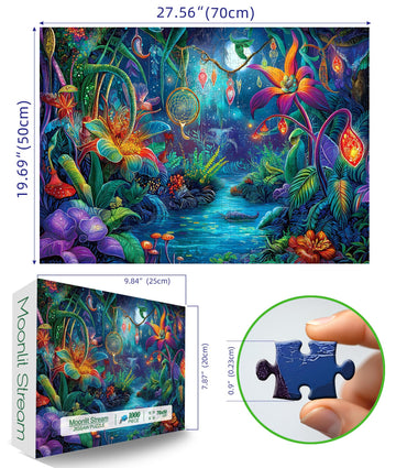 Fantasy Garden 1000 Piece Puzzle for mature-themeds Beautiful Enchanted Forest Night Scene Colorful Jigsaw Puzzles with Letters on Back Hard Impossible Difficult Challenging Family Puzzle(27.5 X19.6 )