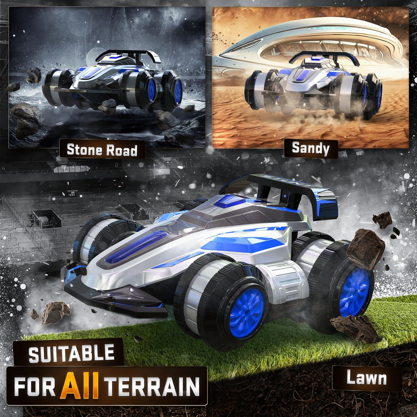 BEZGAR Upgraded Remote Control Cars for Boys Age 4-7 - 360 Spin Rotating Fast RC Cars, 4WD Upright Walking Rc Stunt Car with LED