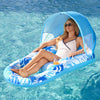 SLOOSH Inflatable Pool Floats Lounger mature-themed Pool Lounge with Canopy Raft Floaties Water Floating Recliner Chair with Cup Holders Foot Rest Swimming Floaty