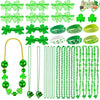 50 Pcs St Patricks Day Decorations, St Patricks Day Accessories, With 9 Green Shamrock Glasses, 27 Necklaces, 24 Bracelets, St P