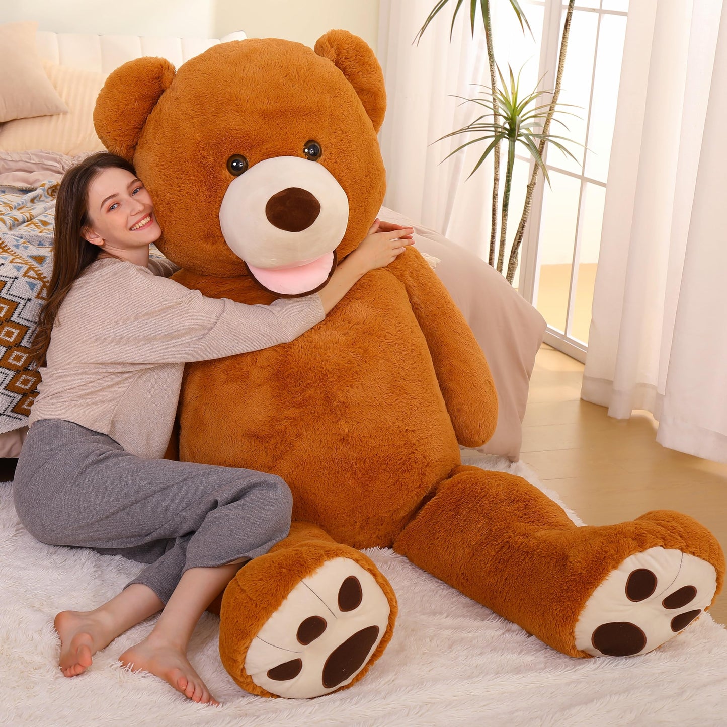 Morismos Giant Teddy Bear Plush 5 Feet, Large Teddy Bears Stuffed Animals For Girlfriend Boyfriend, 5 Foot Life Size Bear Gifts For Valentine'S Day, Baby Shower, Birthday