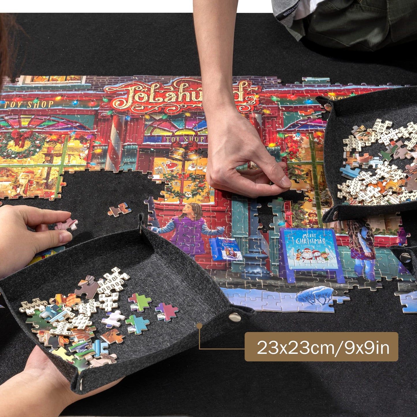 Tektalk Higher-Capacity Design With 6 Felt Sorting Trays, Jigsaw Puzzle Roll-Up Mat In Delicate Packaging Box With Hand Pump, For Saving And Storing For 2000, 1500, 1000, 500 Jigsaw Puzzle Pieces