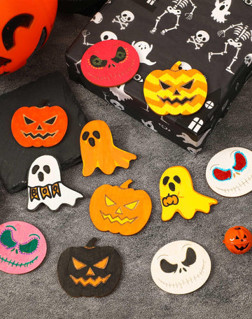 Cypherx Halloween Wood Crafts For Kids, Halloween Treasure Hunt Tokens For Kids, Halloween Activity And Reward Wood Tokens, Diy