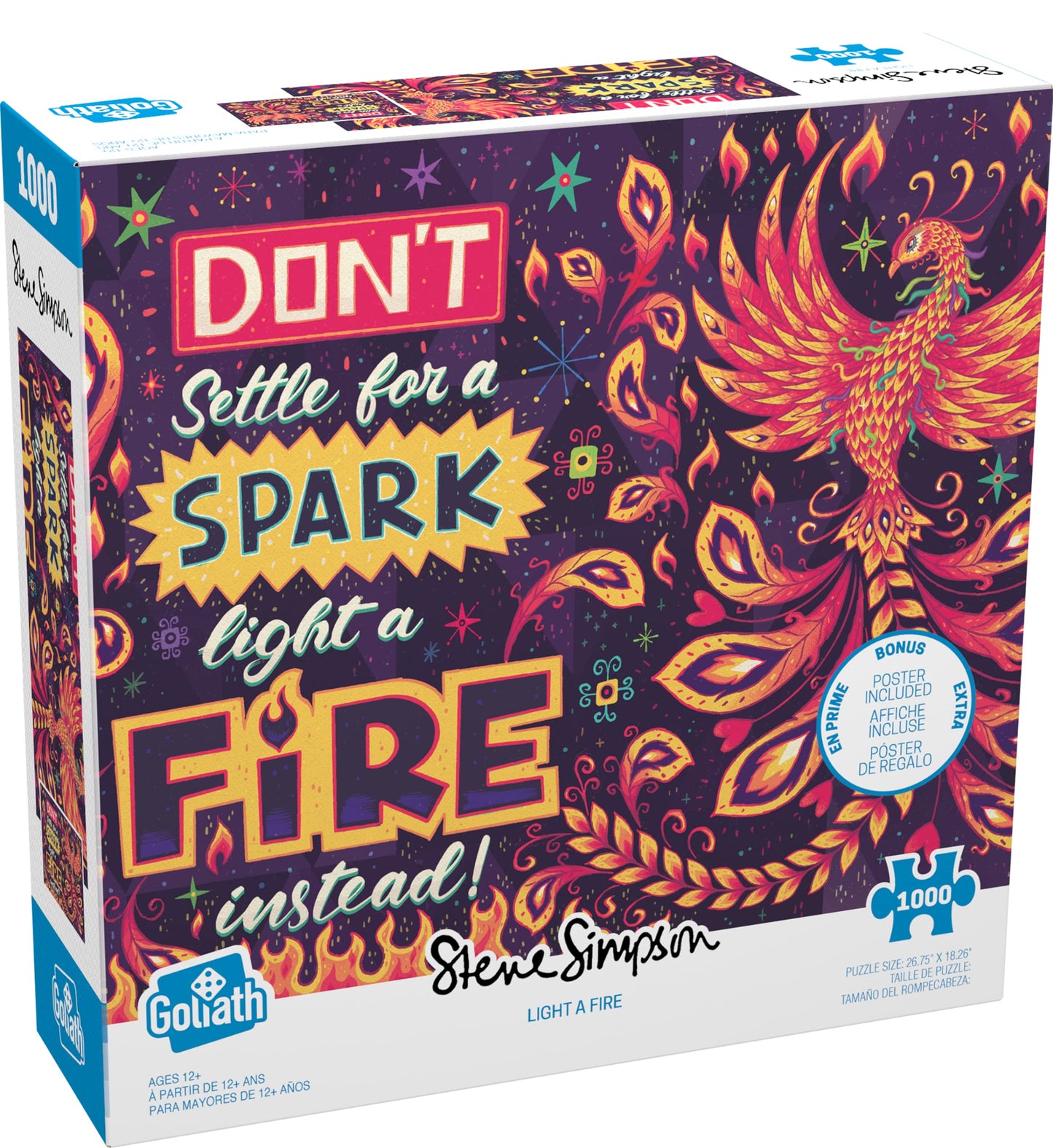 Goliath Steve Simpson: Light A Fire 1000-Piece Puzzle With Poster - Completed Size 26.75 X 18.26 Inches - Ages 12 And Up