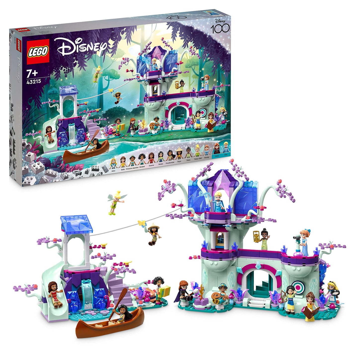 Lego 43215 Disney The Enchanted Tree House Set With 13 Mini Dolls, Including Princess Jasmine, Elsa And Anna, Belle, Gift Toy For Children, Girls, Boys From 7 Years, 100 Years Disney