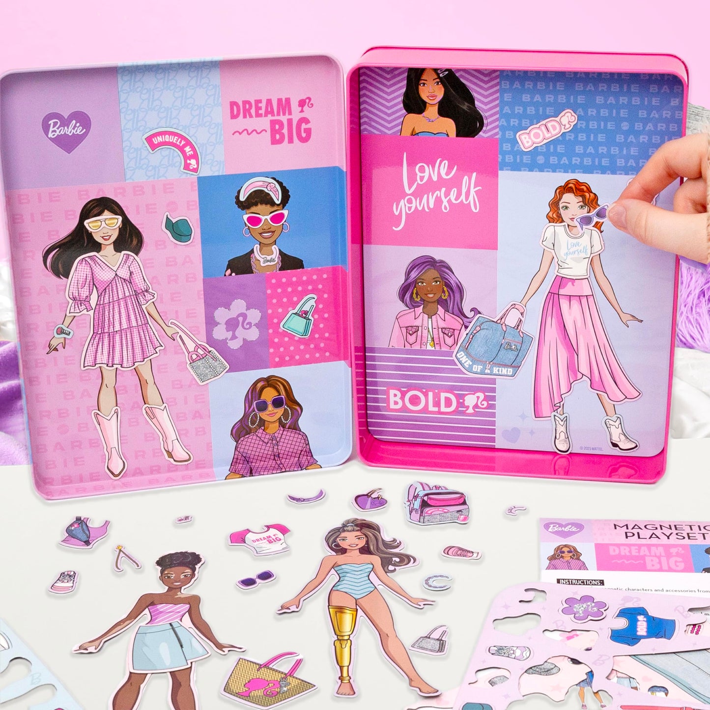 Barbie D.I.Y. Magnetic Play Set, 75 Pieces, 3 Magnetic Dolls, Crafts for Kids Ages 4-8, 4 Year Old Girl Birthday Gifts, Girl Toy