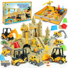 Sand Construction Site Kit - 37 Pcs Play Sand Art Kit With 8 Construction Trucks, Folding Sandbox, 2.2 Lbs Magic Sand, Crane, Wo