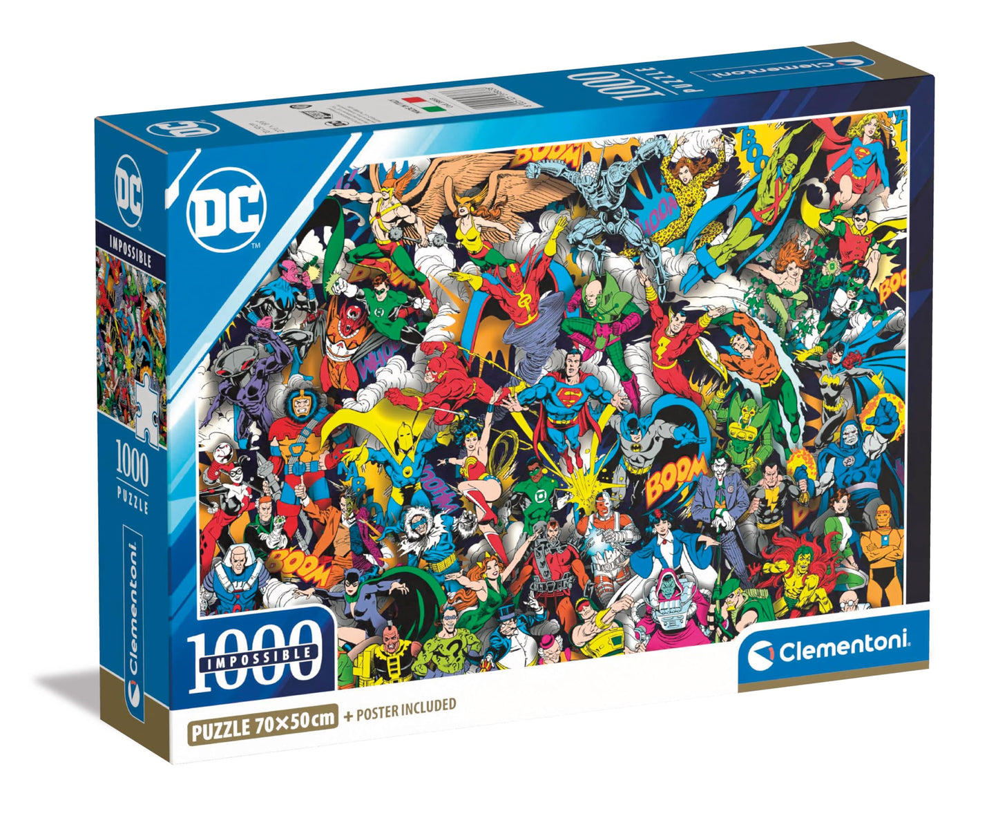 Clementoni - Impossible Puzzle - Dc Comics Justice League - 1000 Pieces - Difficult Puzzle For Adults With Superheroes, Made In