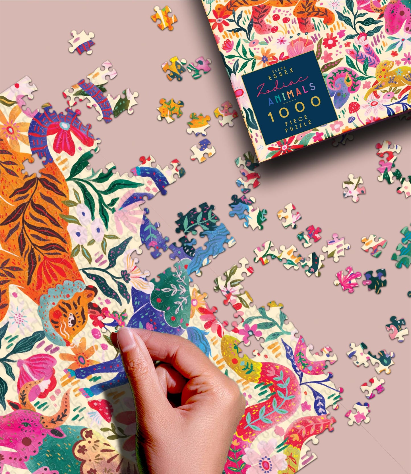 Elena Essex 1000 Piece Jigsaw Puzzle - Zodiac Animals, 20x28 inches, Dragon, Tiger, Horse, Cat Design for Adults