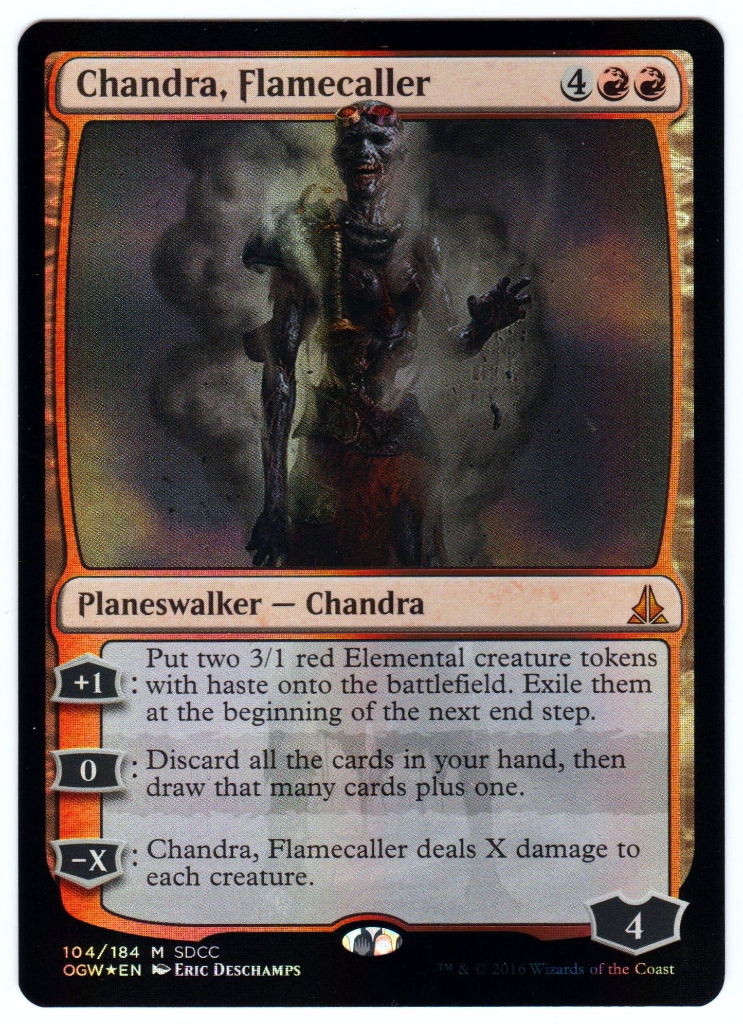 Magic Sdcc 2016 The Gathering Exclusive Planeswalker Zombie Chandra, Flamecaller Foil Card