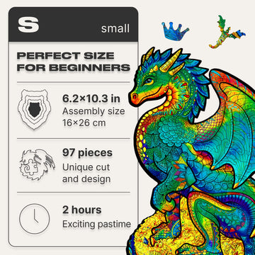 Unidragon Wooden Puzzles For Adults Unique Jigsaw Puzzles - Small Guarding Dragon Small 6.2' ?10.3 97 Pcs Deko With Cut 0.03 Mm Wood Accuracy Animal