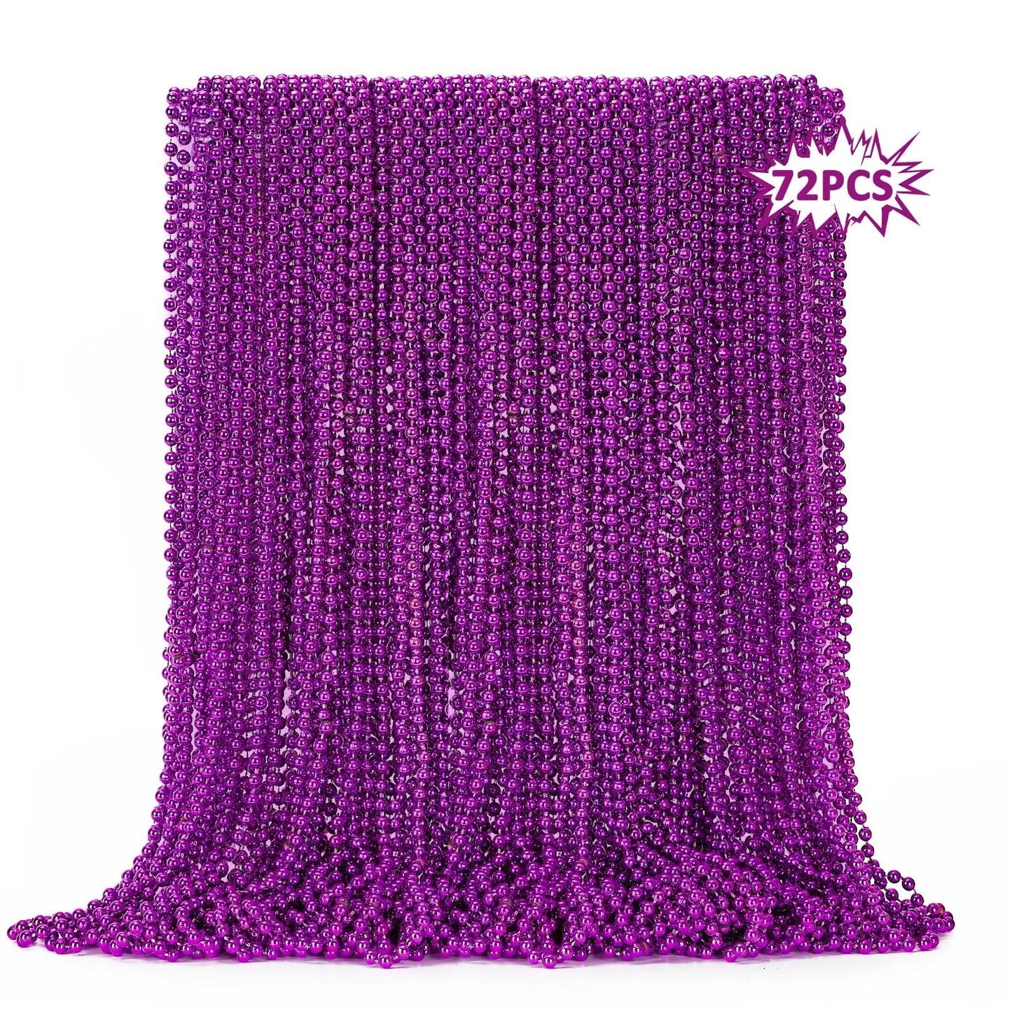 72PCS Mardi Gras Beads, Purple Bead Necklace Party Favors, 33'' Beaded Necklaces Women Men Bulk, Festival Parade Throw Accessori